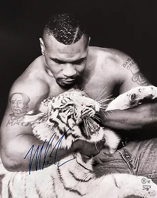 Mike Tyson Signed 16x20 Photo With Tiger Boxing Auto BAS Beckett • $135