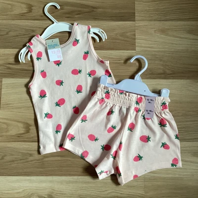 £2.65 • Buy Baby Girl Clothes 12-18 Months New Tags Primark Strawberry Print Vest Top Shorts