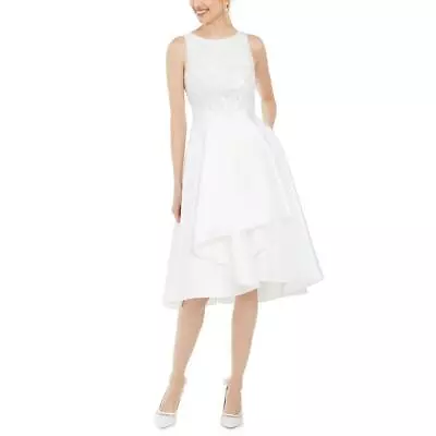 Adrianna Papell Womens Mikado Ivory Sequin Special Occasion Dress 6 BHFO 7403 • $17.99