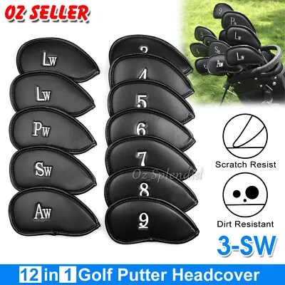 $17.50 • Buy 12 PCS Golf Club Iron Head Covers Set PU Leather Putter Headcover Protect Pack