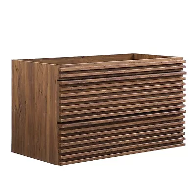 Modway 36  Modern Rectangular Wall-Mount Bathroom Vanity Cabinet In Walnut • $257.95