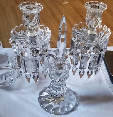 Vintage Baccarat Crystal Bambous Chandelier 2 Candle Candelabra • $780