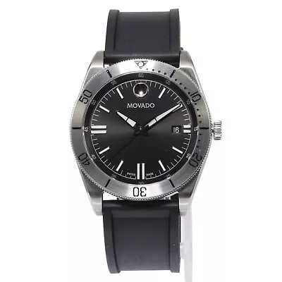 Movado Sport 41mm Stainless Steel Black Dial Quartz On Rubber Mens Watch 0607434 • $300