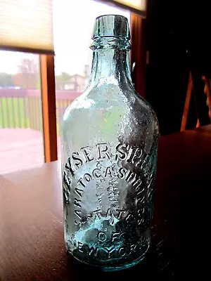 1870 Aqua GEYSER SPRING Saratoga Springs MINERAL WATER New York PINT Bottle N.Y. • $18.50