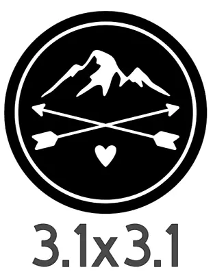 Circle Mountain With Cross Arrows And Heart  (3.1 X3.1 ) Black Temporary Vinyl • £5.79