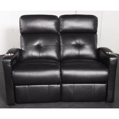 Seatcraft Sanctuary Home Theater Seating Black Leather Power Row Of 2 Loveseat • $1600