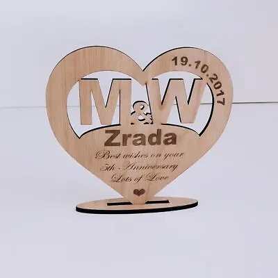 5th Anniversary Gift Wedding PERSONALISED Husband Wife Engraved 5 Years Wood • £9.99