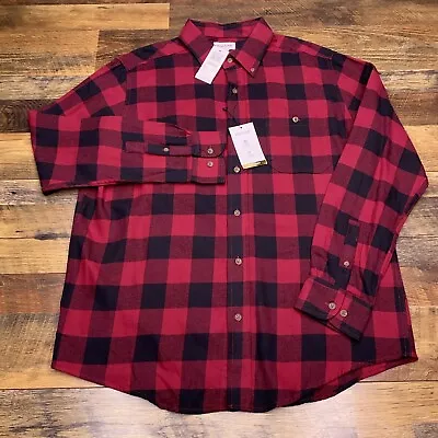 Haggar Flannel Shirt Mens Large Plaid Red Button Up Lumberjack New  • $29.99