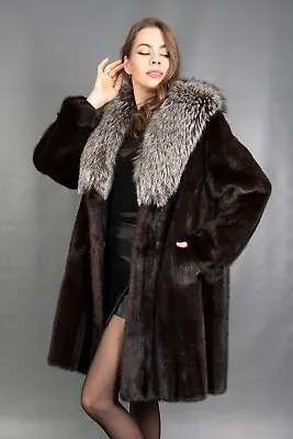 3282 Gorgeous Real Mink Coat Luxury Fur Jacket Swinger Beautiful Look Size 2xl • $1
