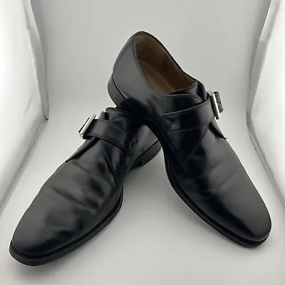 Magnanni Tudanca Single Buckle Monk Strap Black Leather Mens Size 9 Dress Shoes • $47.99