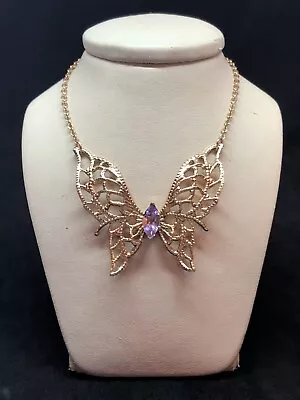 Lind 14kGE Amethyst Butterfly Necklace Vintage Lind Necklace Lind Jewelry • $32.20