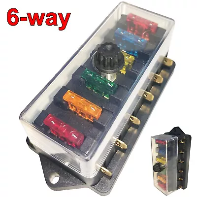 6 Way Fuse Box For Standard Blade Fuses Holder ATO / Block 12v Or 24v Car HGV • £10.99