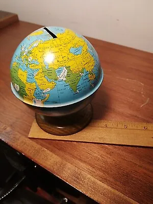 Vintage J. Chein & Co Metal Globe Piggy Bank ~4.5  Tall  World Home Bible League • $15