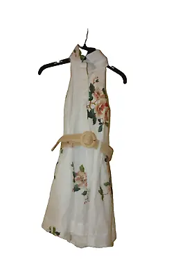 Zimmermann Kirra Halterneck Floral-print Linen Playsuit In Ivory Size  0 • $211.59