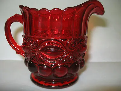 Royal Ruby Red Glass Eyewink Pattern Milk Coffee Creamer Sugar Cream Pitcher Art • $8.98