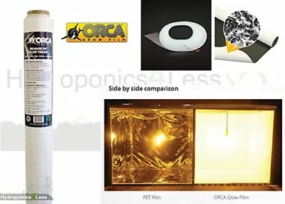 ORCA BLACK WHITE Mylar Film Reflective Sheeting Hydroponics Grow Kit 1 To 10m • £17.99