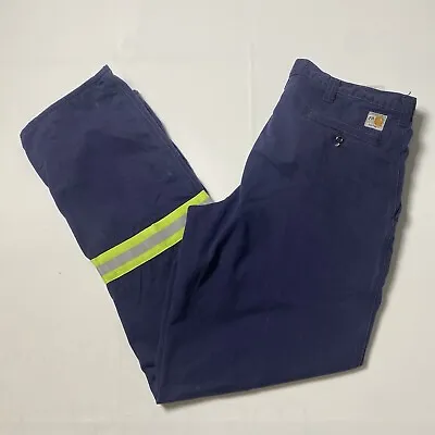 Carhartt FR 38x34 Flame Resistant Navy Blue Work Pants 63685-20 HiVis Reflective • $17.50