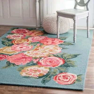 Flower Hand Tufted Wool Area Rug Handmade Rug Custom Size Rug 100% Wool Carpet • $1649