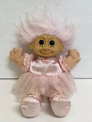 Vintage 12  Plush Troll Doll Pink Hair Ballerina Collectible Russ Berrie Kidz • $6.99