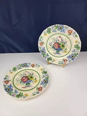 Masons Strathmore Vintage Dinner China Plates (2) Floral Wavy Edges England  • $18.99