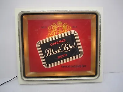 Vtg Carling Brewing Black Label Beer Advertising Lighted Wall Sign Light Bar Pub • $38.21