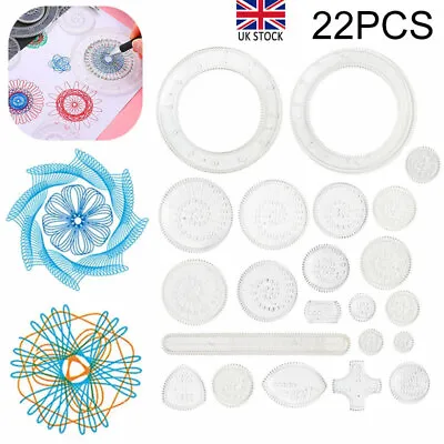 £5.53 • Buy 22Pcs Drawing Art Toy Student Geometric Spiral Stationery Tools Spirograph Ruler