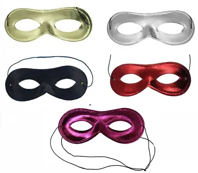 Metallic Eye Mask Adult Kids Superhero Bandit Book Fancy Dress Masquerade Masks • £2.65