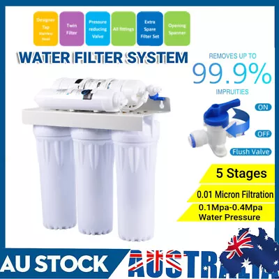 $85.89 • Buy 5 STAGE Reverse Osmosis Drinking Water Filter System Undersink Free Tap