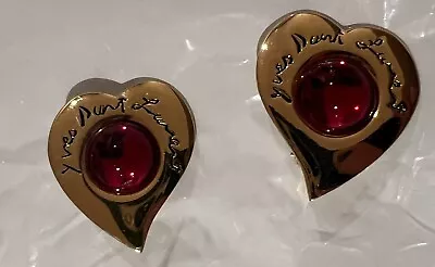 Vintage YSL Yves Saint Laurent Heart Cabochon Earrings In Original Box. • £550