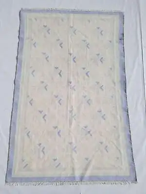 Vintage Handmade Traditional Geometric Blue White Kilim Rug Carpet 175x115cm • $217.80