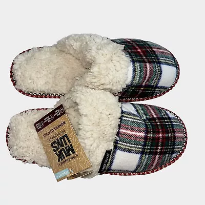 Muk Luks Women’s Size Medium (7-8) Plaid House Slippers Comfort Closed Toe NWT • $25.98