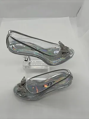 Ellie Clear Glass Slippers Cinderella Shoes Wedding Princess Bridal 3' Heel SZ 6 • $35