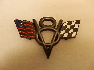 Car V8 Vintage Logo USA Flag Trunk Emblem Badge Decals Sticker Metal Black • $14.99