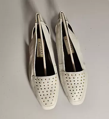 Enzo Angiolini Size 7M White Studded Leather Classic Sling Back Loafers Flats • $14.97