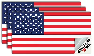 3x Reflective USA American Flag 3M Decal Bumper Sticker Car Truck Helmet Laptop • $5.99