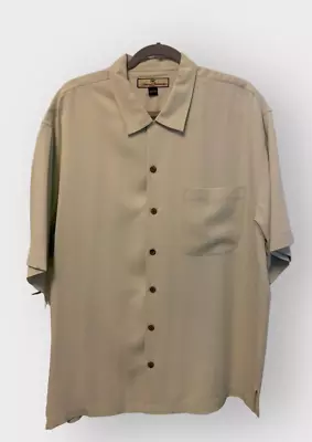 Tommy Bahama Men's Camp Shirt Large Silk Green Button Collar  • $28.99