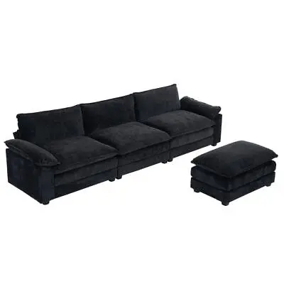 120  Large 3 Seat L-Shaped Sectional Sofa Set Living Room Couch With Ottoman • $545.90