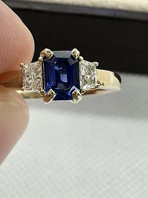 $1419.13 • Buy Angara Blue Sapphire And Diamond Ring 14k Yellow Gold