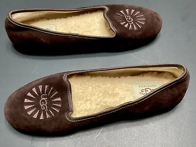 *UGG Australia Alloway  Sz 7 US Suede Shearling Slippers/Flats Brown • $18