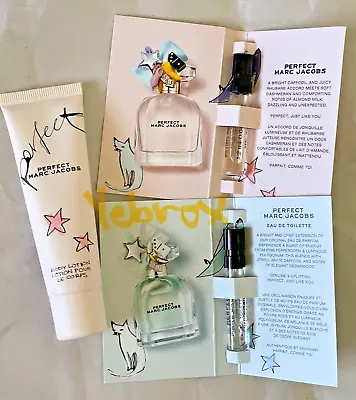 Marc Jacobs Perfect Perfume Sample Spray Vials & Perfect Body Lotion Lot Of 3pc! • $26.95