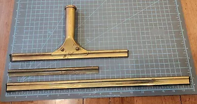 Vtg Steccone Ettore Brass Window Cleaning Squeegee Handle 17½ 12 9  Blades - T • $19.95