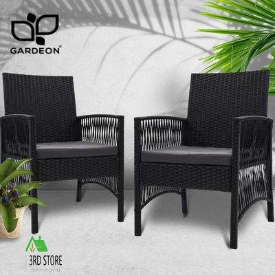 $168.30 • Buy Gardeon Outdoor Furniture Dining Chairs Rattan Garden Patio Cushion Black X2