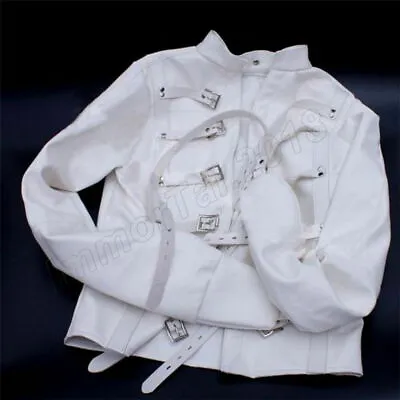 $53.86 • Buy White Asylum Straight Jacket Costume S/M L/XL BODY HARNESS Restraint Armbinder