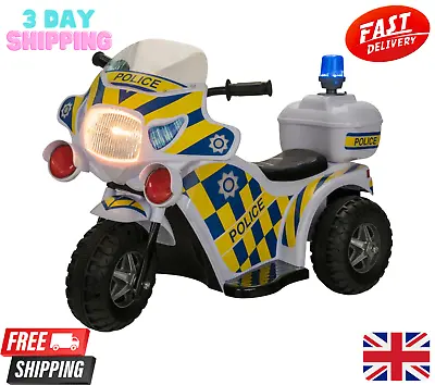 Police Motorbike Ride On Kids Electric Bike Motorcycle Toy 6V Battery Children • £69.94