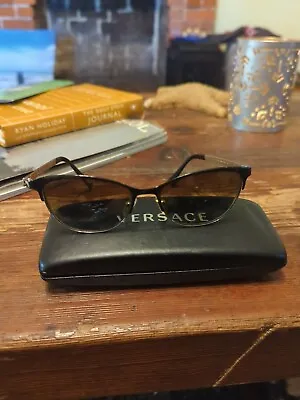  VERSACE MOD 1251 1366 53 16 140 MADE IN ITALY BLACK WITH GOLD ACCENTS W/ Case • $29.88