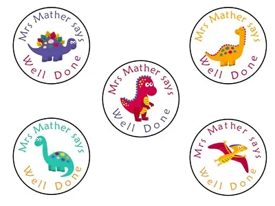 £2.50 • Buy 96 Personalised Teacher Reward Stickers School Parent Well Done Labels Dinosaur 