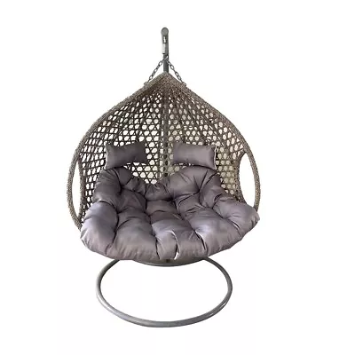 Hanging Double Egg Chair Swing Hammock | Rattan Garden Outdoor Furniture  • £190