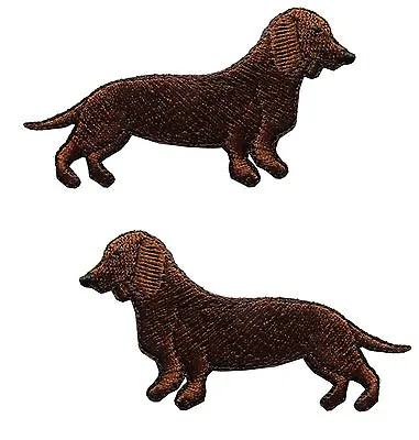 LeftRight Sausage Dog Embroidery Iron On Applique Patch • $2.99