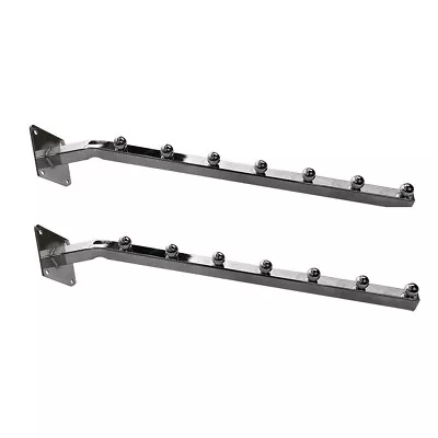 $36.99 • Buy 2 Pcs Chrome 7-Ball 18'' Waterfall Faceout Wall Mounted Square Tube Display Hook