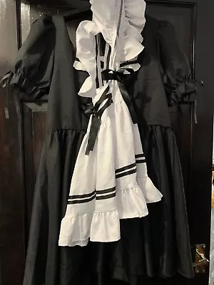 Black Cute Lolita Maid Costumes Girls Women Lovely Maid Cosplay Costume • £11.72